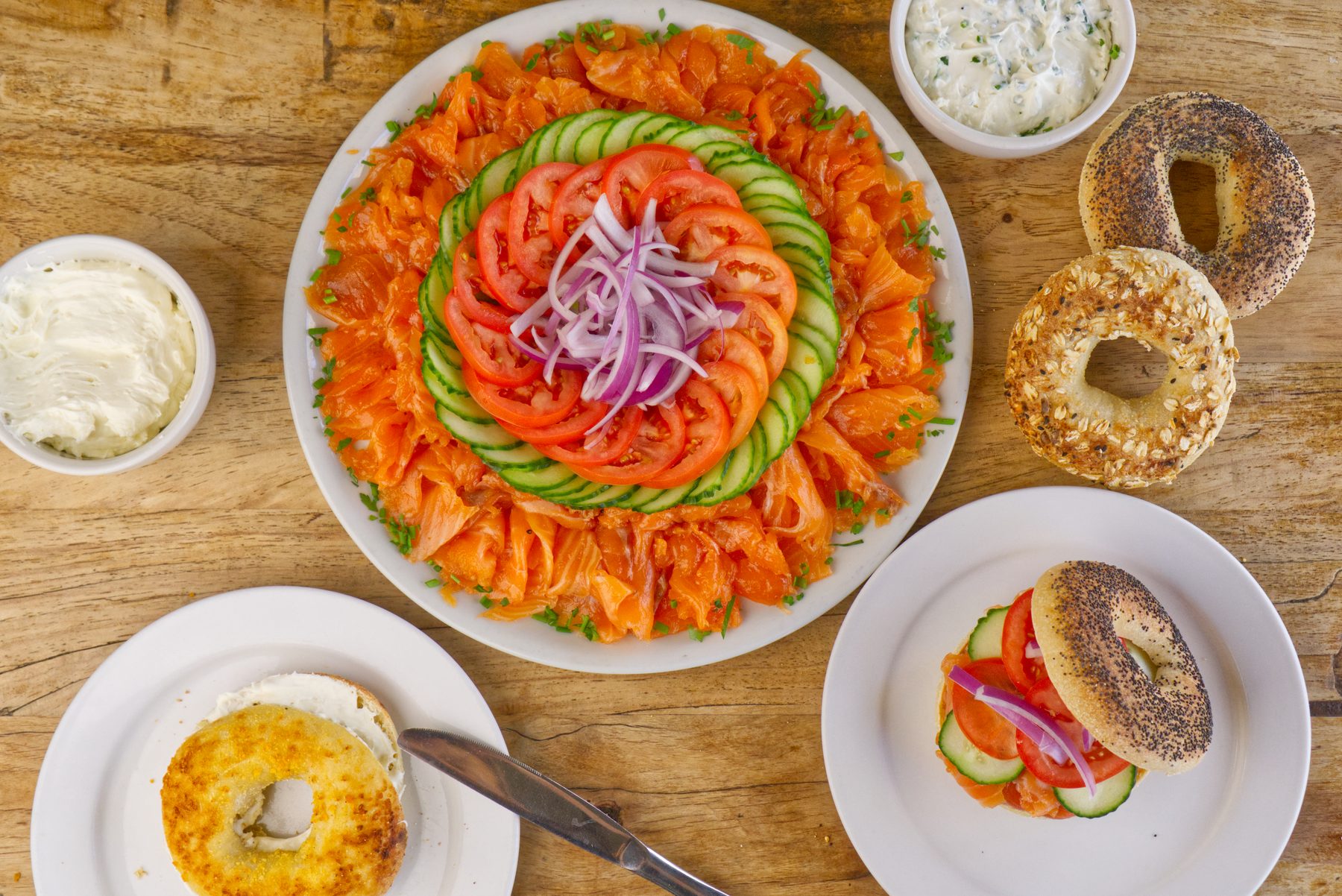 Stan's Donuts — Salmon lox catering platter overhead